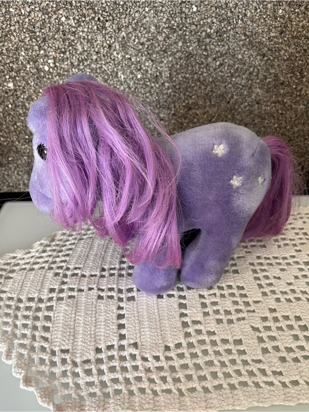 Vintage 1980s Hasbro Purple Plush my little Pony with Purple Mane